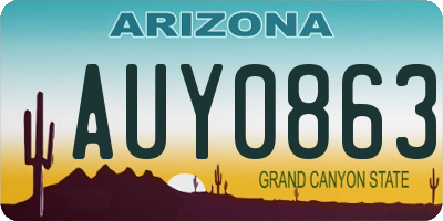 AZ license plate AUY0863