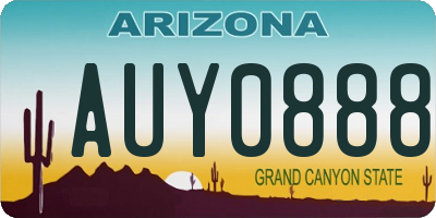 AZ license plate AUY0888