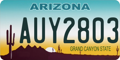 AZ license plate AUY2803