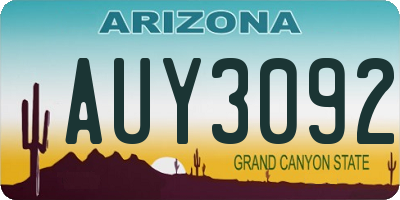 AZ license plate AUY3092
