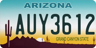 AZ license plate AUY3612