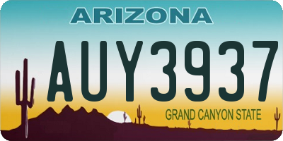 AZ license plate AUY3937