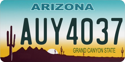 AZ license plate AUY4037