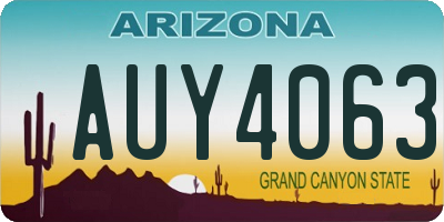 AZ license plate AUY4063