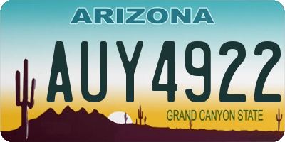 AZ license plate AUY4922