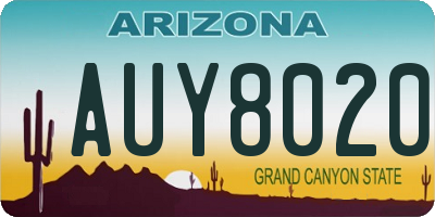 AZ license plate AUY8020