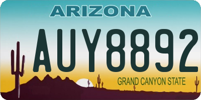 AZ license plate AUY8892