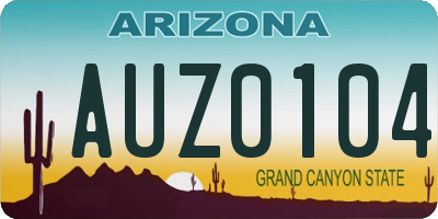AZ license plate AUZ0104
