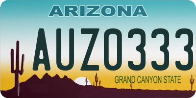 AZ license plate AUZ0333