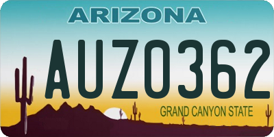 AZ license plate AUZ0362
