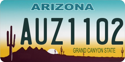 AZ license plate AUZ1102