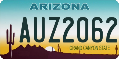 AZ license plate AUZ2062
