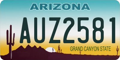 AZ license plate AUZ2581