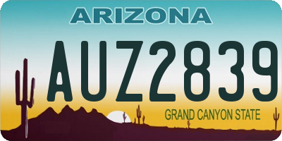 AZ license plate AUZ2839