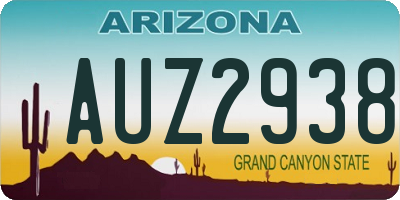 AZ license plate AUZ2938