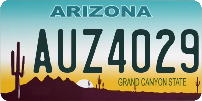 AZ license plate AUZ4029