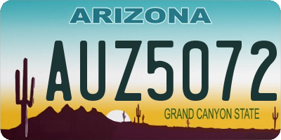 AZ license plate AUZ5072