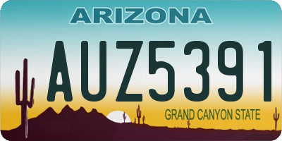 AZ license plate AUZ5391