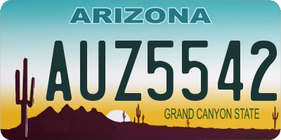 AZ license plate AUZ5542