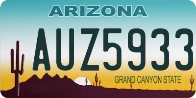 AZ license plate AUZ5933