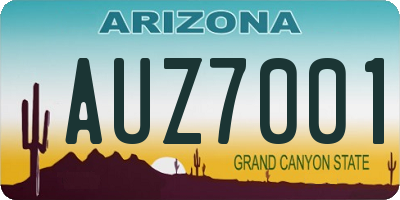 AZ license plate AUZ7001