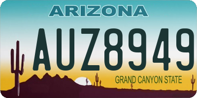AZ license plate AUZ8949