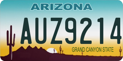 AZ license plate AUZ9214