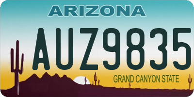 AZ license plate AUZ9835