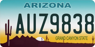 AZ license plate AUZ9838