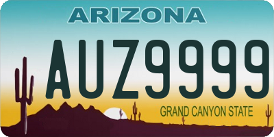 AZ license plate AUZ9999