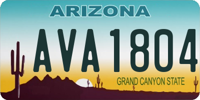 AZ license plate AVA1804