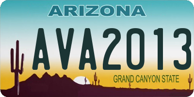 AZ license plate AVA2013