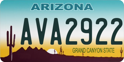 AZ license plate AVA2922