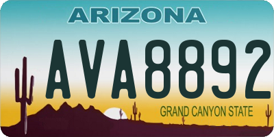 AZ license plate AVA8892