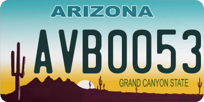 AZ license plate AVB0053