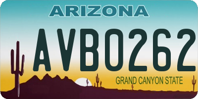 AZ license plate AVB0262