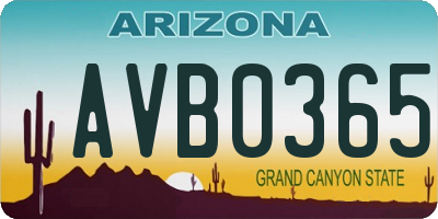 AZ license plate AVB0365
