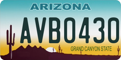 AZ license plate AVB0430