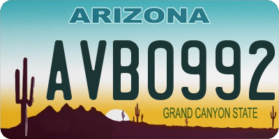 AZ license plate AVB0992