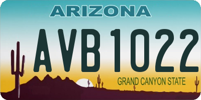 AZ license plate AVB1022