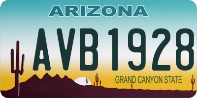 AZ license plate AVB1928