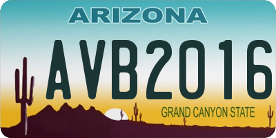 AZ license plate AVB2016