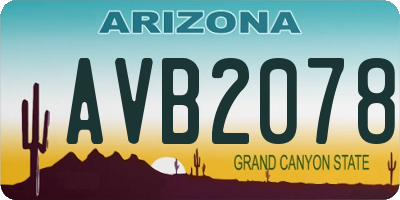 AZ license plate AVB2078