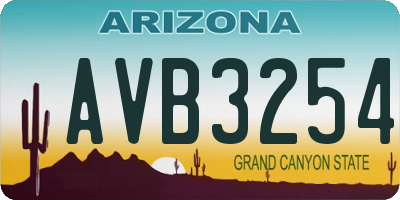 AZ license plate AVB3254