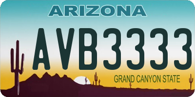 AZ license plate AVB3333