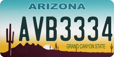 AZ license plate AVB3334