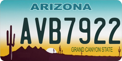 AZ license plate AVB7922