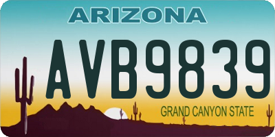AZ license plate AVB9839