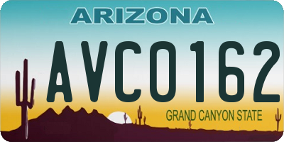AZ license plate AVC0162