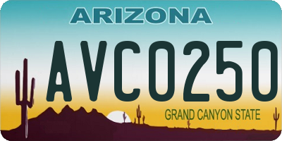 AZ license plate AVC0250